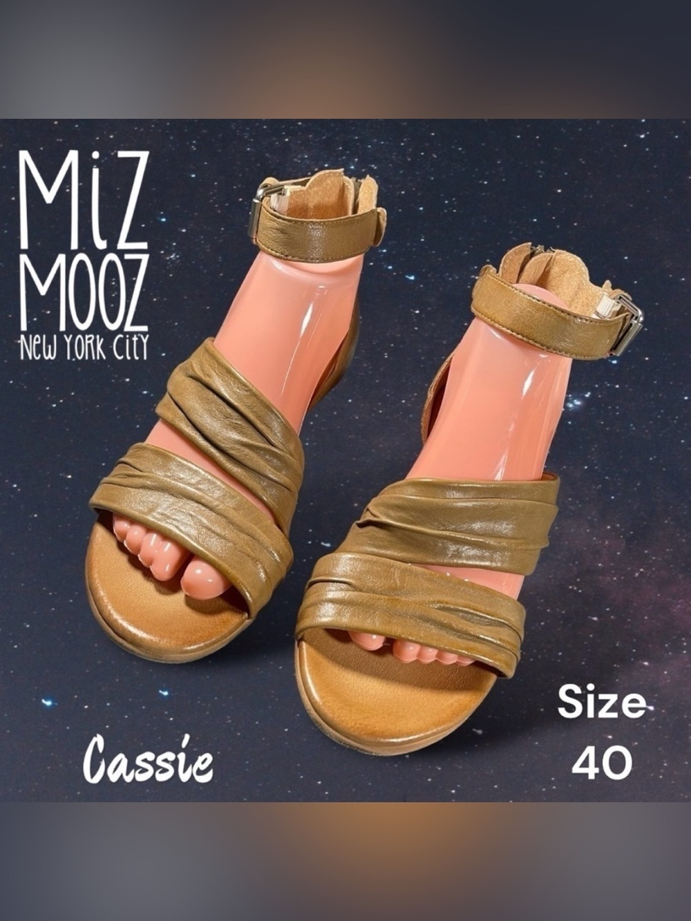 Miz Mooz Cassie Size EU 40 (US 9-9.5) Women Leather Strappy Sandals Wheat